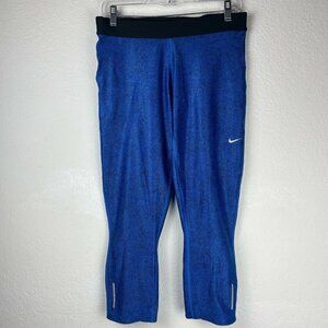 Nike Leggings Women's Sz L Capri Dri-Fit Mid Rise Pull on Pocket Athletic Blue